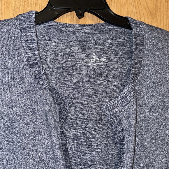 Women's Blue Cardigan Sweater 1 button, belt, size large Cuddle Duds - Picture 3 of 5